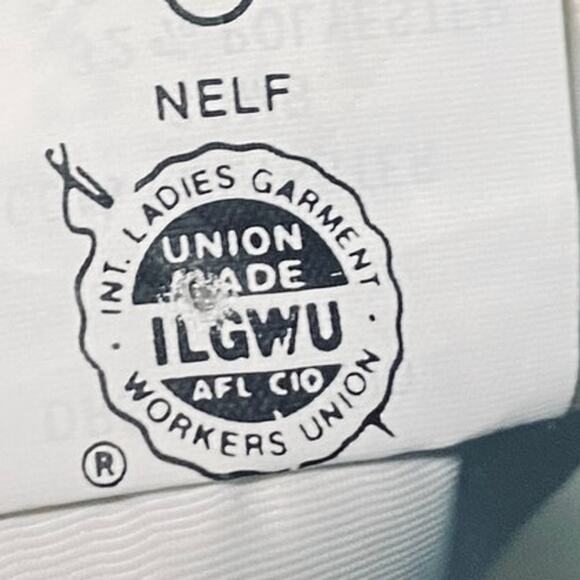 Vintage 80s Lace Bodice Cocktail Dress Embellished Bow Puff Sleeve White Navy 6 - Picture 8 of 9